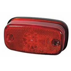Red LED Rear Marker Lamp with Reflex Reflector and Screw Cable Connections - 24V
