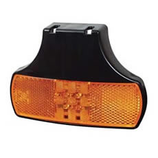 Amber LED Side Marker & Reflex Reflector Lamp with Bracket and Leads - 12/24V