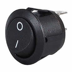 Switch Rocker Round On/Off Black Pk 100