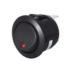 Switch Rocker Round On/Off Green LED 12/24 volt Pk 100